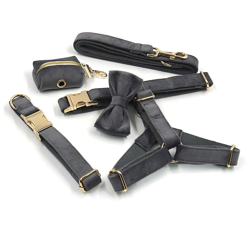 EcoNest Velvet Pet Harness & Leash Set - Adjustable with Bow