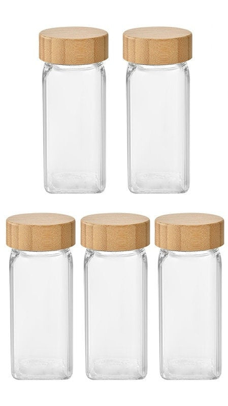 EcoNest Glass Spice Jars with Bamboo Lids-Airtight seasoning containers