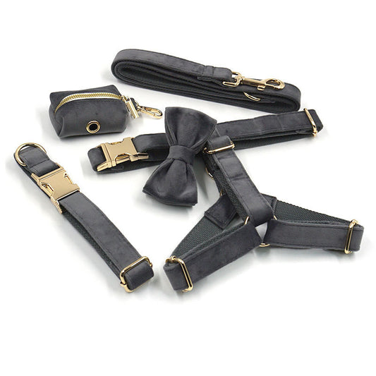 EcoNest Velvet Pet Harness & Leash Set - Adjustable with Bow