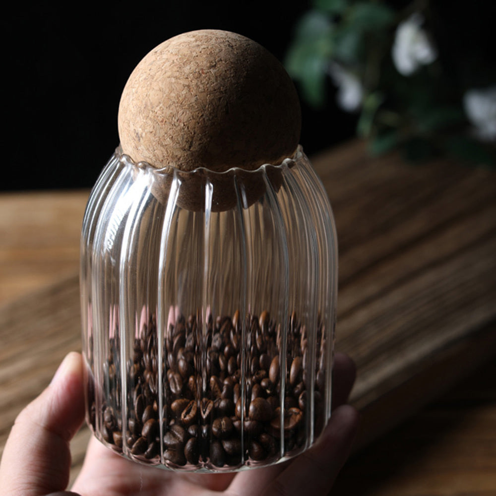 EcoNest Ribbed Glass Storage Jars with Cork Lids