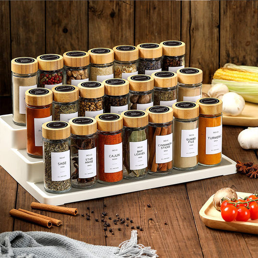 EcoNest Glass Spice Jars with Bamboo Lids-Airtight seasoning containers