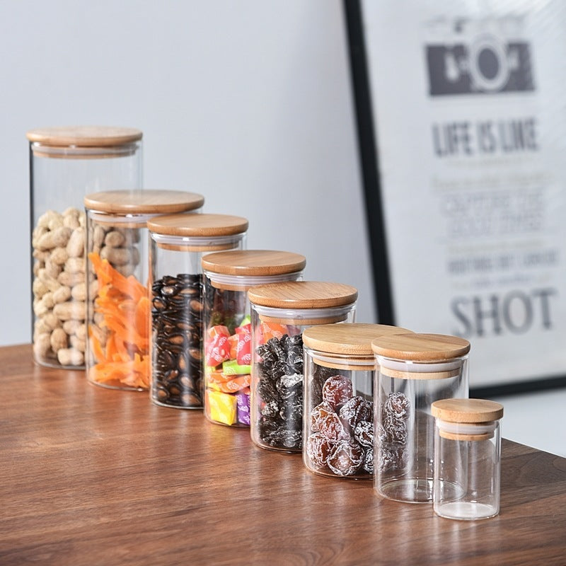EcoNest Glass Storage Jars with bamboo lids-Airtight Bororsilicate Containers.