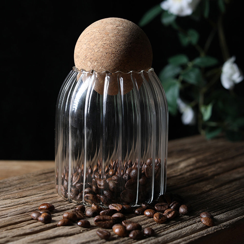 EcoNest Ribbed Glass Storage Jars with Cork Lids