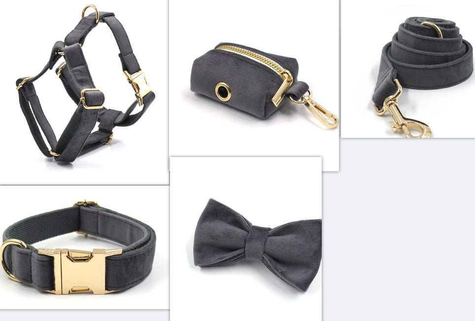 EcoNest Velvet Pet Harness & Leash Set - Adjustable with Bow