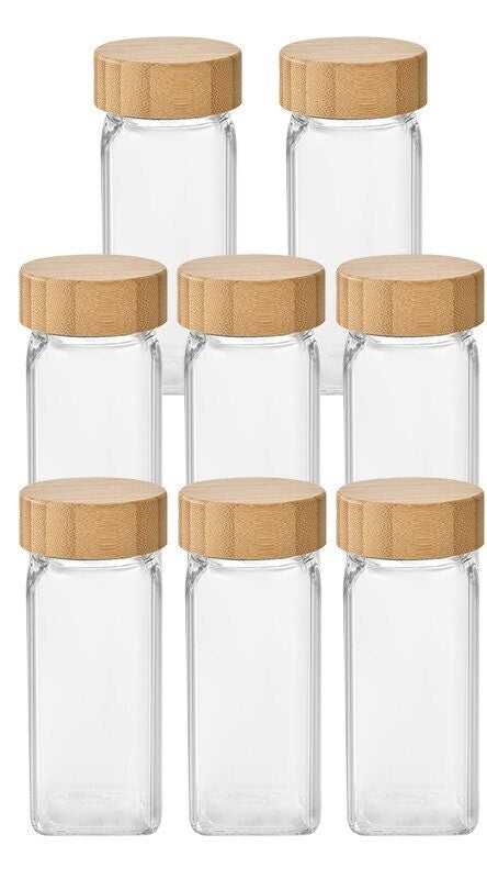 EcoNest Glass Spice Jars with Bamboo Lids-Airtight seasoning containers