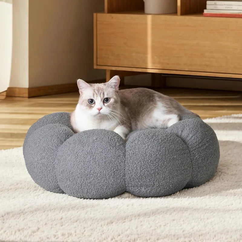 EcoNest Calming Cat & Dog Bed-Fluffy Plush Donut Cuddler