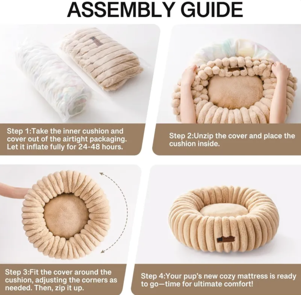 EcoNest Cozy Donut Pet Bed - Washable & Plush