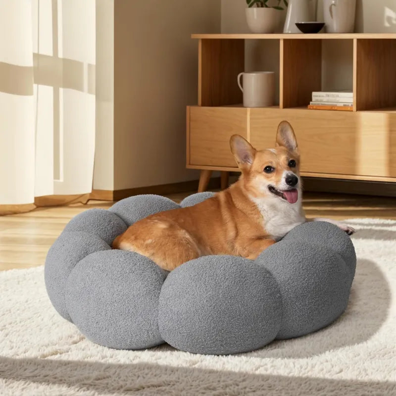 EcoNest Calming Cat & Dog Bed-Fluffy Plush Donut Cuddler