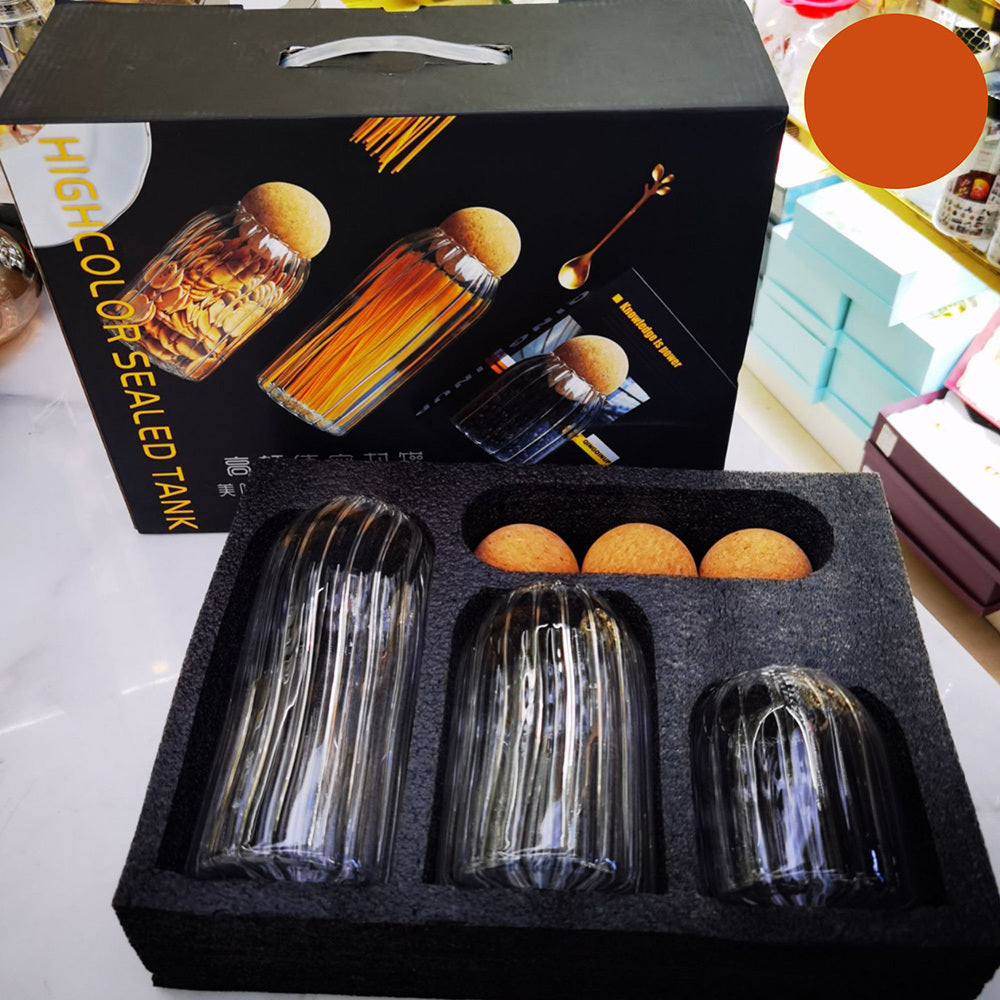 EcoNest Ribbed Glass Storage Jars with Cork Lids