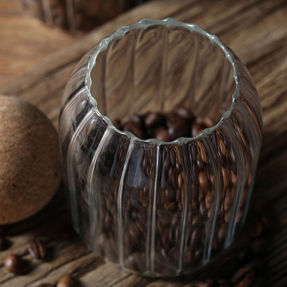 EcoNest Ribbed Glass Storage Jars with Cork Lids
