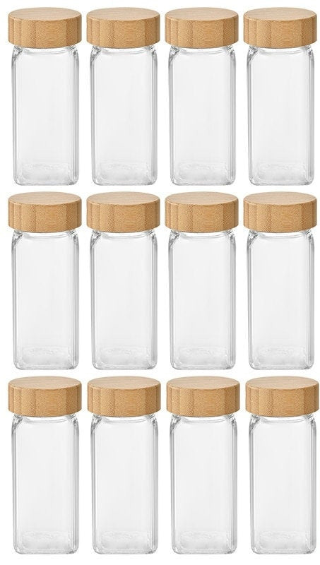 EcoNest Glass Spice Jars with Bamboo Lids-Airtight seasoning containers
