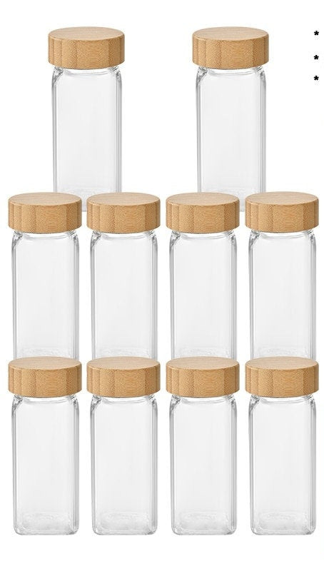 EcoNest Glass Spice Jars with Bamboo Lids-Airtight seasoning containers