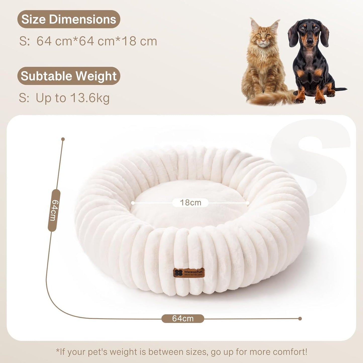 EcoNest Cozy Donut Pet Bed - Washable & Plush