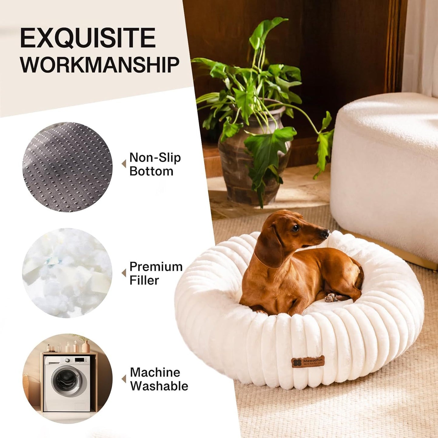 EcoNest Cozy Donut Pet Bed - Washable & Plush